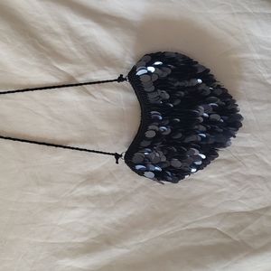 Dark blue beaded evening bag